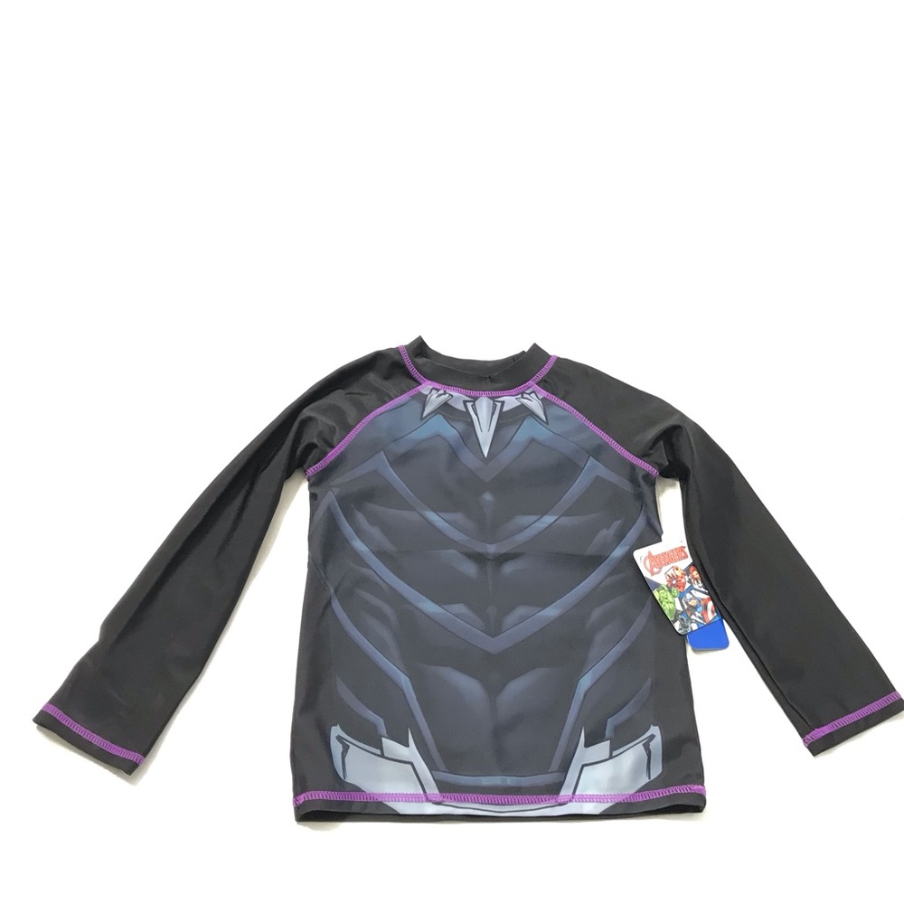Marvel Avengers Rash Guard Swim Shirt Boy Size 4T Black Swim Shirt Swimwear New